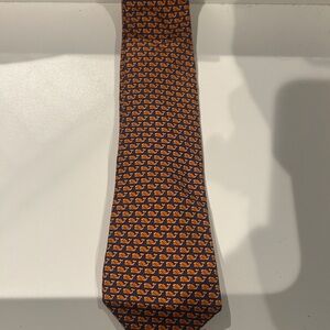Vineyard Vines Orange and Black Whale Tie-Basketball tie